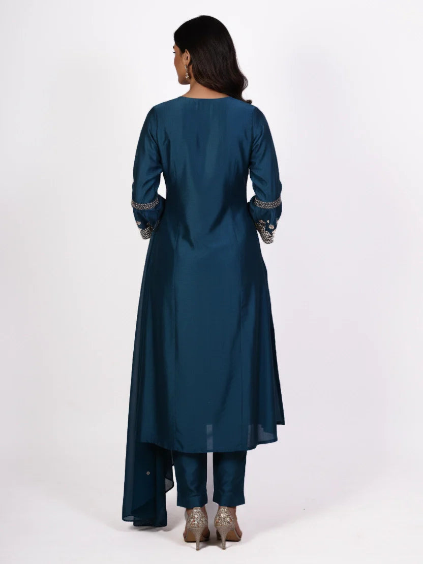 Lavender embroidered kurti set with dupatta