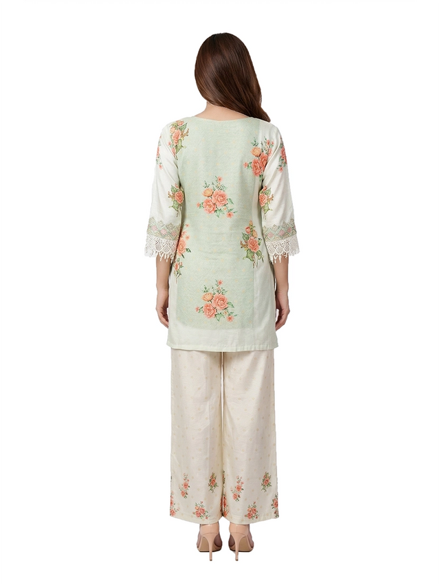 Green Muslin Co Ord Set for Women