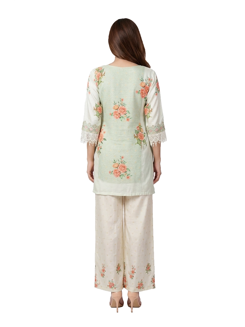 Green Muslin Co Ord Set for Women