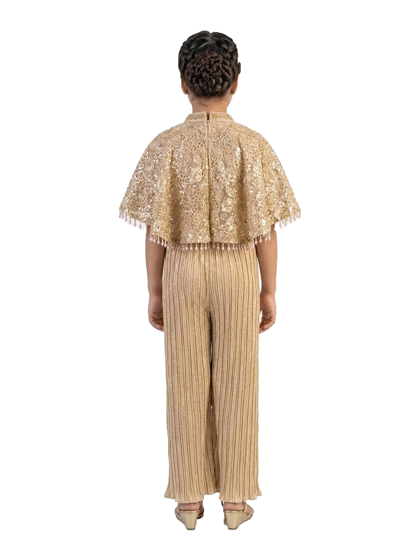 Fawn Embellished Co-Ord Set for Girls – Organza Base Festive Party Wear Outfit