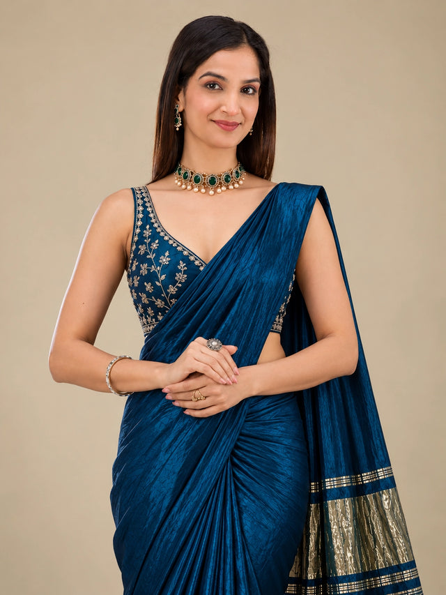 Elegant Blue Silk Saree with Designer Blouse | Premium Party Wear Saree
