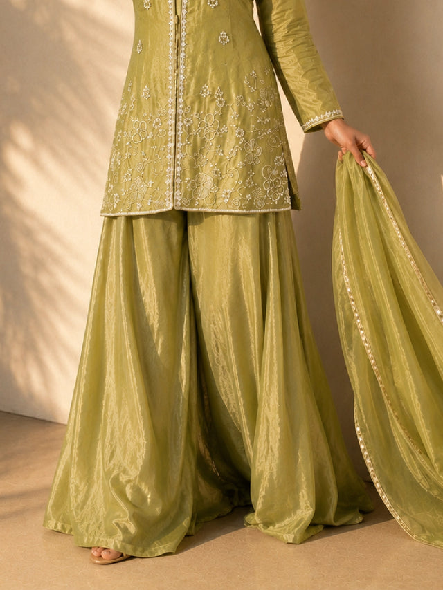 Mehendi Green Designer Sharara Suit for Women