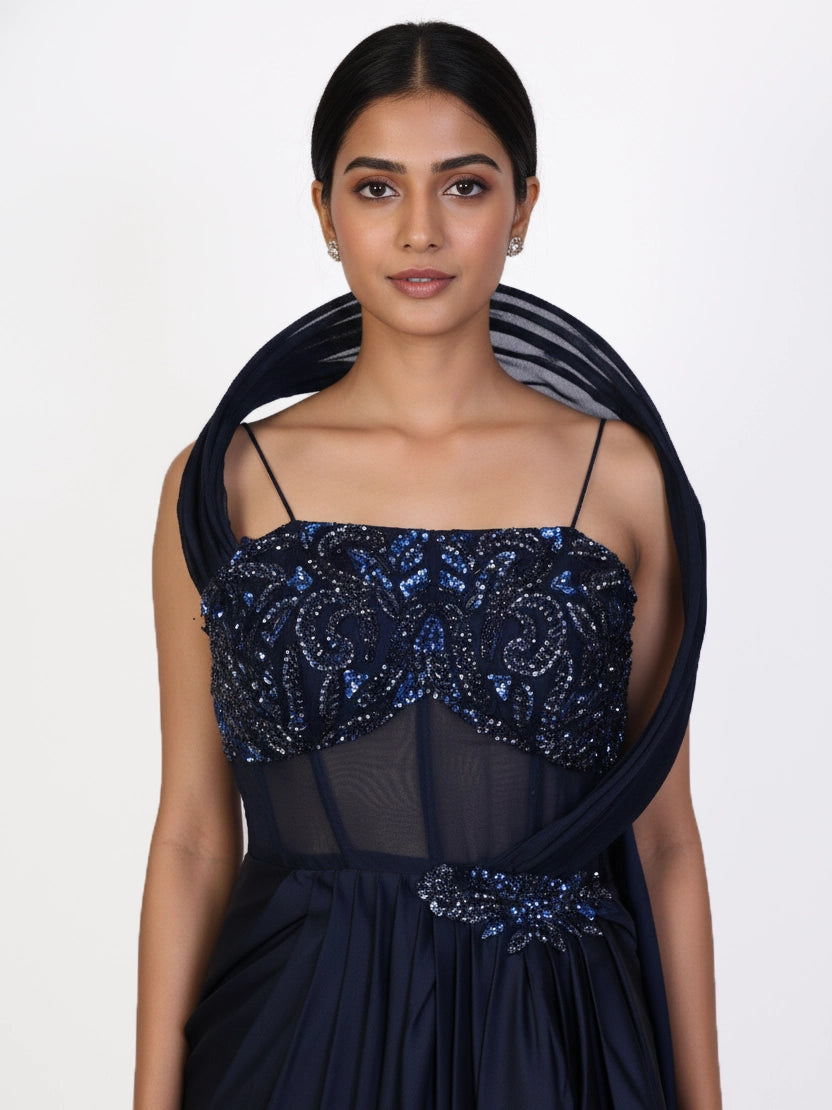 Lavender embroidered kurti set with dupatta