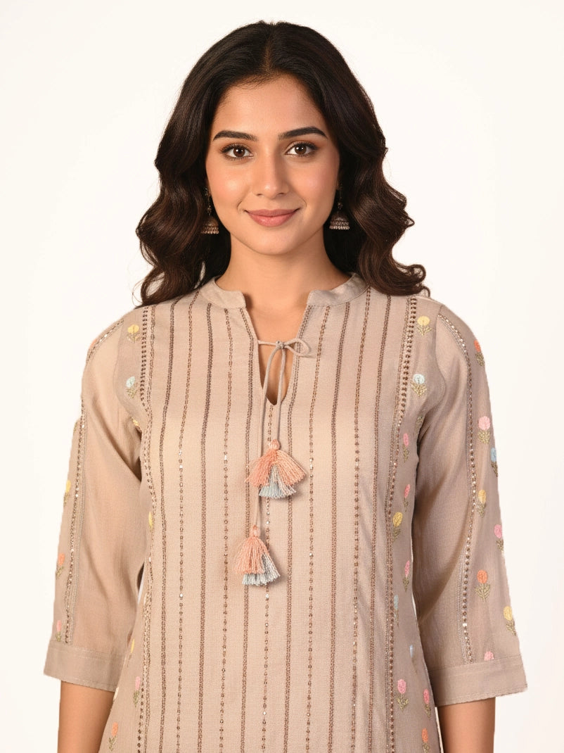 Deep green festive kurti set