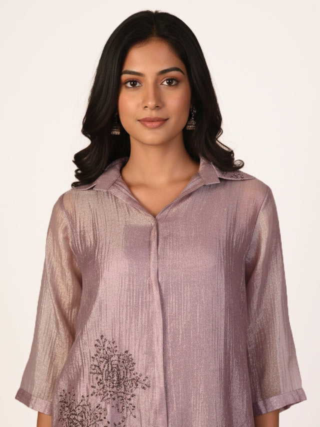 Purple Printed Co-Ord Set for Women – Elegant Casual Ethnic Outfit
