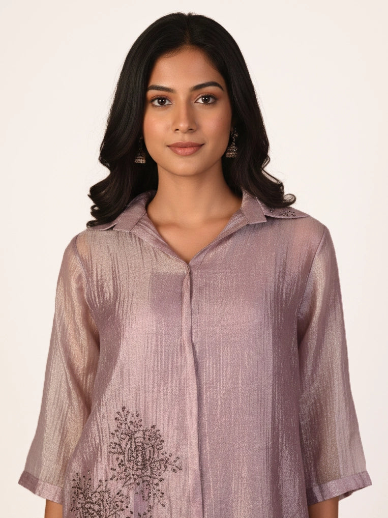 Purple Printed Co-Ord Set for Women – Elegant Casual Ethnic Outfit