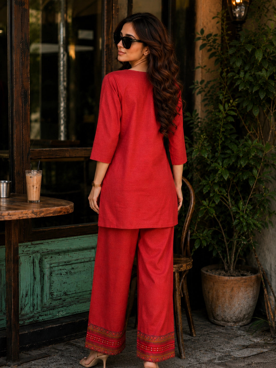 Embroidered Rust Co ord set