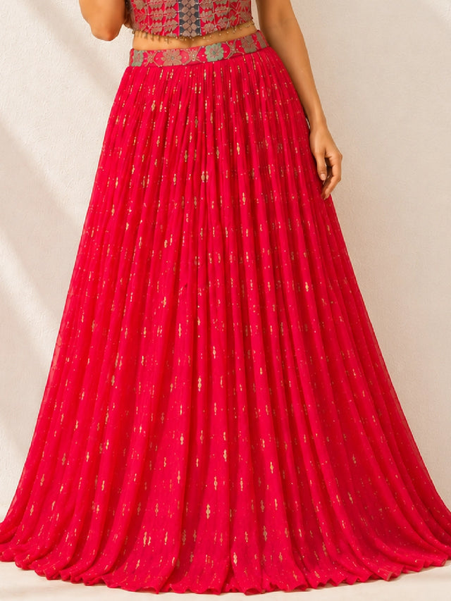 Rani Pink Designer Lehenga Set with Embroidered Blouse for Women