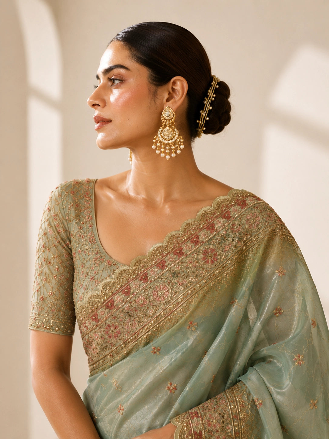 Designer Silk Saree with Embroidered Border | Wedding Wear