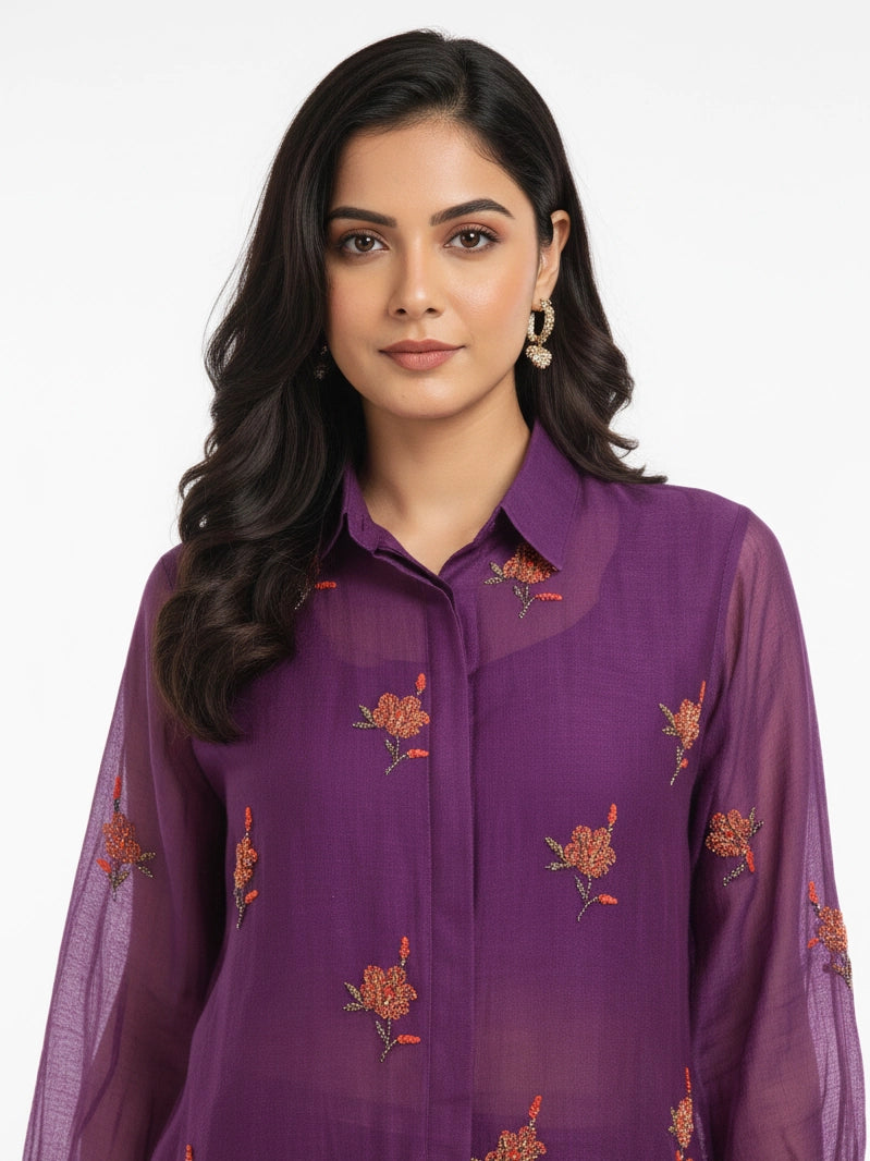 Rani pink gold printed kurti