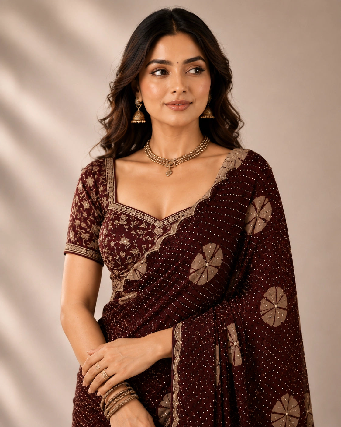 Elegant Maroon Bandhani Saree from  Collection