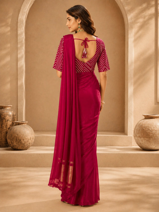 Elegant Pink Silk Saree with Designer Blouse | Premium Party Wear Saree