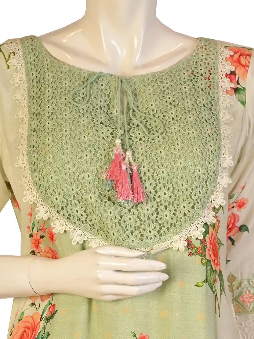 Green Muslin Co Ord Set for Women