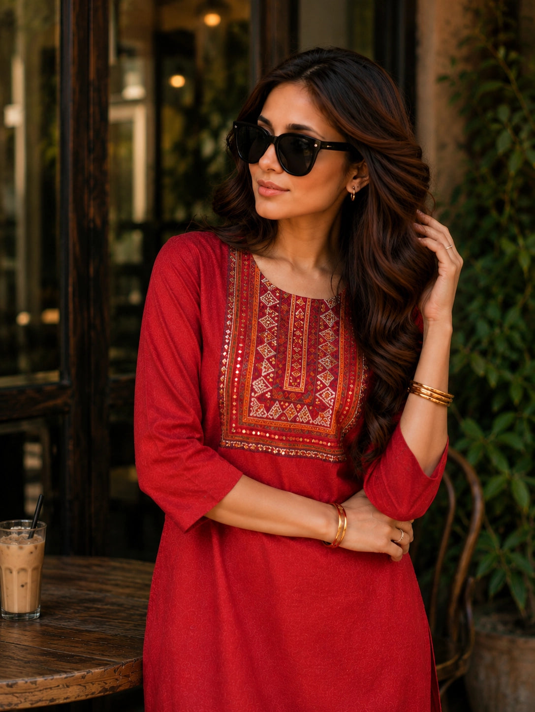 Embroidered Rust Co ord set