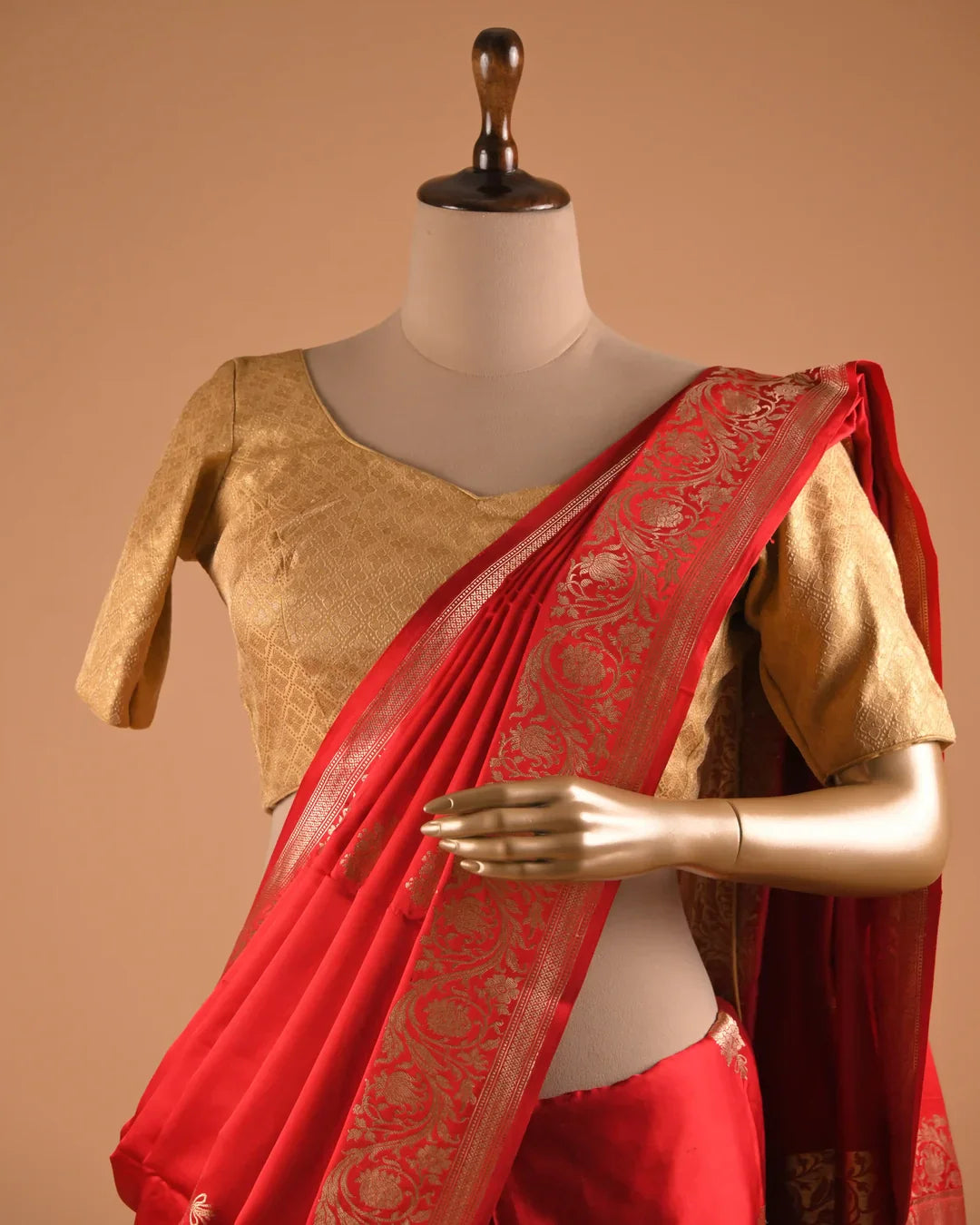 Classic Red Banarasi Designer Saree with Heavy Zari Pallu