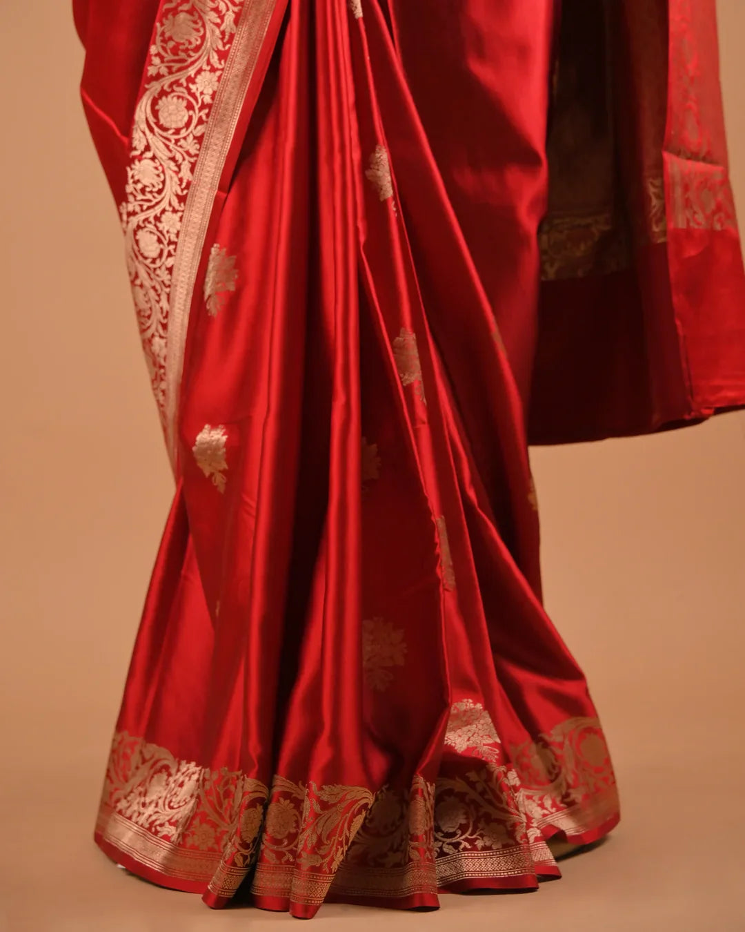 Classic Red Banarasi Designer Saree with Heavy Zari Pallu