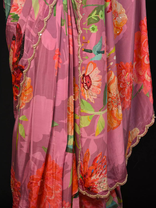 Digital Printed Onion Saree