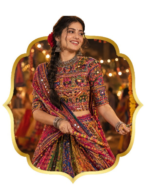 Mirror-work lehenga, garba twirl